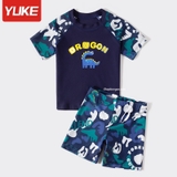 Bộ bơi bé trai cộc rời , xanh Dragon, vải cao cấp chống nắng, Yuke