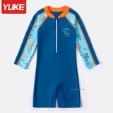 Bộ bơi bé trai dài liền, cổ cam, vải chống nắng, Yuke