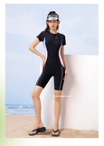 Bộ bơi nữ đen cộc liền, sumer, vải cao cấp chống nắng, hãng 361