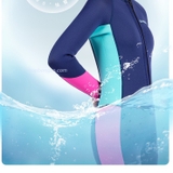 Bộ bơi giữ nhiệt bé gái, full dài, than hồng, vải dày 2.5mm, DS M163006Y/2
