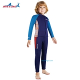 Bộ bơi giữ nhiệt dài rời bé trai, xanh than, vải dày 2.5mm, Dive & Sail