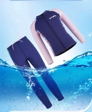 Bộ bơi giữ nhiệt dài bé gái xanh than, dáng rời, vải dày 2.5mm, Dive & Sail