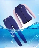 Bộ bơi giữ nhiệt dài bé gái xanh than, dáng rời, vải dày 2.5mm, Dive & Sail