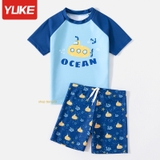 Bộ bơi bé trai cộc xanh, hình thuyền Ocean Yuke