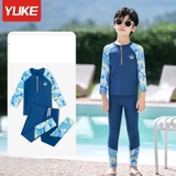 Bộ bơi bé trai dài rời, xanh Space, vải cao cấp chống nắng