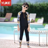 Bộ bơi cho bé vải chống nắng UPF 50+ kháng Clo, dài tay chân màu đen Space YUKE