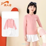 Bộ bơi bé gái dài tay, quần 2 lớp, loại size đại, màu hồng