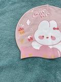Mũ bơi hồng hình thỏ, chất silicone cao cấp co giãn