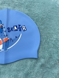 Mũ bơi xanh khủng long, chất silicone cao cấp co giãn