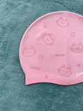 Mũ bơi hồng kitty cho bé, chất silicone cao cấp co giãn