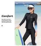 Bộ bơi nữ dài vải chống nắng, màu đen, hãng 361