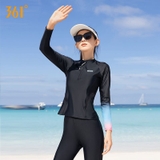 Bộ bơi nữ dài vải chống nắng, màu đen, hãng 361