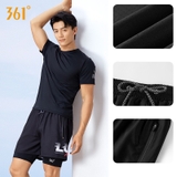 Bộ bơi nam đen, dáng cộc rời, quần 2 lớp, vải cao cấp chống nắng, 361