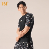Bộ bơi nam cộc tay, màu đen, vải cao cấp chống nắng SWIM, 361