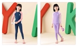 Bộ bơi dài chống nắng, màu tím, dáng rời, Yuke