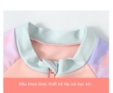 Bộ bơi dài bé gái, màu hồng, dáng liền, vải chống nắng, Yuke