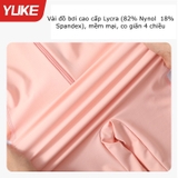 Bộ bơi dài bé gái, màu hồng, dáng liền, vải chống nắng, Yuke