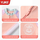 Bộ bơi dài bé gái, màu hồng, dáng liền, vải chống nắng, Yuke