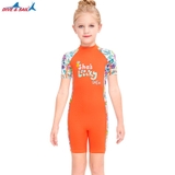 Bộ bơi cộc tay bé gái, màu cam, Lucky, vải chống nắng, M150312K