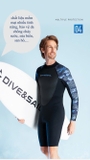 Bộ bơi giữ nhiệt nam dài tay, đen tay xanh, vải dày 2mm, DiveSail