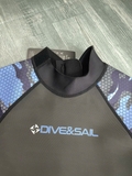 Bộ bơi giữ nhiệt nam dài tay, đen tay xanh, vải dày 2mm, DiveSail