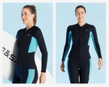 Bộ bơi nữ giữ nhiệt, dài tay, màu đen xanh, vải dày 1.5mm, Dive Sail