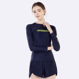 Bộ bơi nữ dài tay, quần rời cộc, xanh than, Momasong