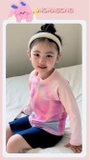 Bộ bơi bé gái màu hồng, dài tay kéo khoá, chân váy, vải UPF 50++, Momasong(Korea)