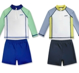 Bộ bơi bé trai dài tay, trắng tay xám, vải chống nắng UPF50+, Momasong(Korea)