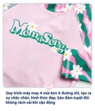 Bộ bơi bé gái hồng tay xanh, vải chống nắng chống Clo, dài tay, Momasong(Korea)