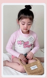 Bộ bơi bé gái chống nắng, màu trắng hồng, vải cao cấp, Momasong (Korea)