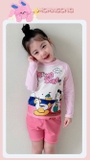 Bộ bơi bé gái chống nắng, màu trắng hồng, vải cao cấp, Momasong (Korea)