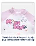 Bộ bơi bé gái chống nắng, màu trắng hồng, vải cao cấp, Momasong (Korea)