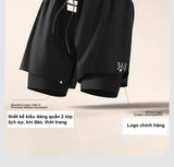 Quần bơi, biển nam, dáng 2 lớp, chính hãng 361, màu đen