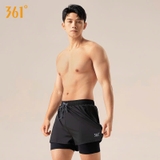 Quần bơi, biển nam, dáng 2 lớp, chính hãng 361, màu đen
