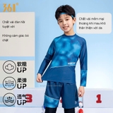 Bộ bơi bé trai dài tay chống nắng UPF 50+ kháng Clo dáng rời quần dài 2 lớp màu xanh 361