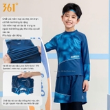 Bộ bơi bé trai dài tay chống nắng UPF 50+ kháng Clo dáng rời quần dài 2 lớp màu xanh 361