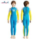 Bộ bơi giữ nhiệt vải dày, dài tay dáng liền, màu xanh hình sao, Dive & Sail