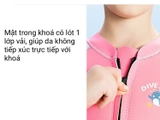 Bộ bơi giữ nhiệt bé gái, dài tay dáng liền, màu hồng tay cá, vải dày 2.5mm, Dive & Sail