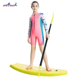 Bộ bơi giữ nhiệt bé gái, dài tay dáng liền, màu hồng tay cá, vải dày 2.5mm, Dive & Sail
