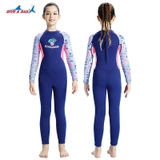Bộ bơi giữ nhiệt màu than, dáng dài liền, vải dày 2.mm, Dive & Sail