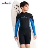 Bộ bơi giữ nhiệt trẻ em vải dày 2.5mm dài tay dáng liền màu xanh đen Dive & Sail