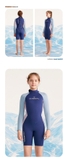 Bộ bơi giữ nhiệt bé gái, liền dài tay, xanh than tay xám, vải dày 2.5mm, Dive & Sail
