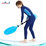 Bộ bơi chống nắng bé trai, dáng dài liền, xanh than vàng, vải kháng Clo, Dive&Sail