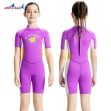 Bộ bơi giữ nhiệt cộc tay, màu tím, hình vịt, vải dày 2.5mm Dive & Sail
