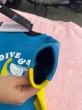 Bộ bơi giữ nhiệt vải dày 2.5mm, màu xanh hình cá, cộc tay liền, Dive & Sail