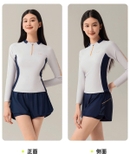Bộ bơi nữ chống nắng UPF 50+, dài tay, kháng Clo, màu trắng, 361