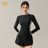 Bộ bơi nữ chống nắng UPF 50+, dài tay, kháng Clo, màu đen, 361