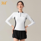 Bộ bơi nữ chống nắng UPF 50+, dài tay, kháng Clo, màu trắng, 361