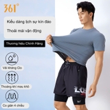 Bộ bơi nam cộc tay, vải chống nắng UPF50+, màu xám, quần 2 lớp, 361